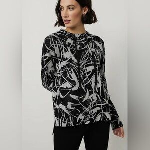 Joseph Ribkoff Metallic Jacquard Pullover Sweater Small Black